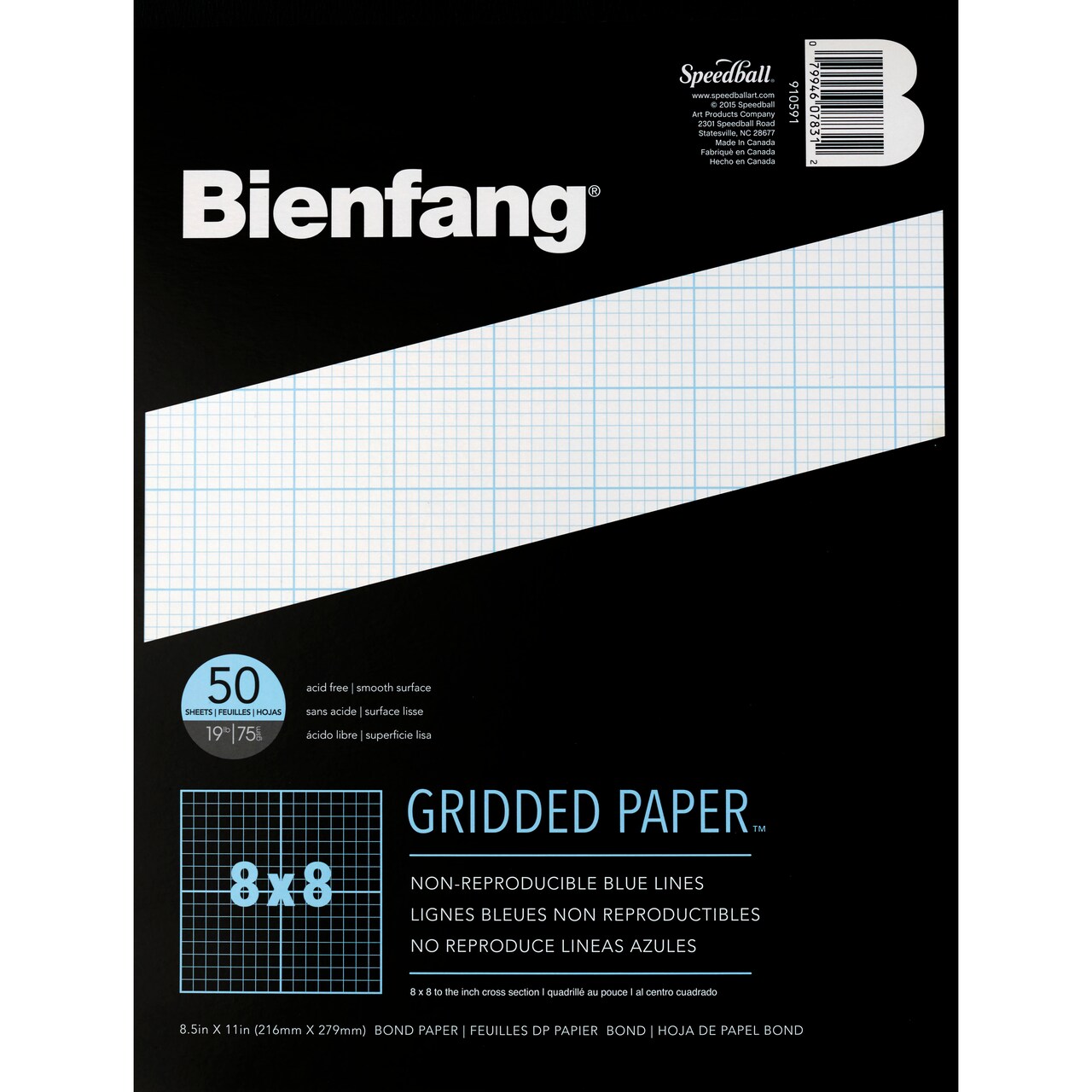 Bienfang Designer Grid Paper Pad, 8X8 Grid, 8.5" X 11"